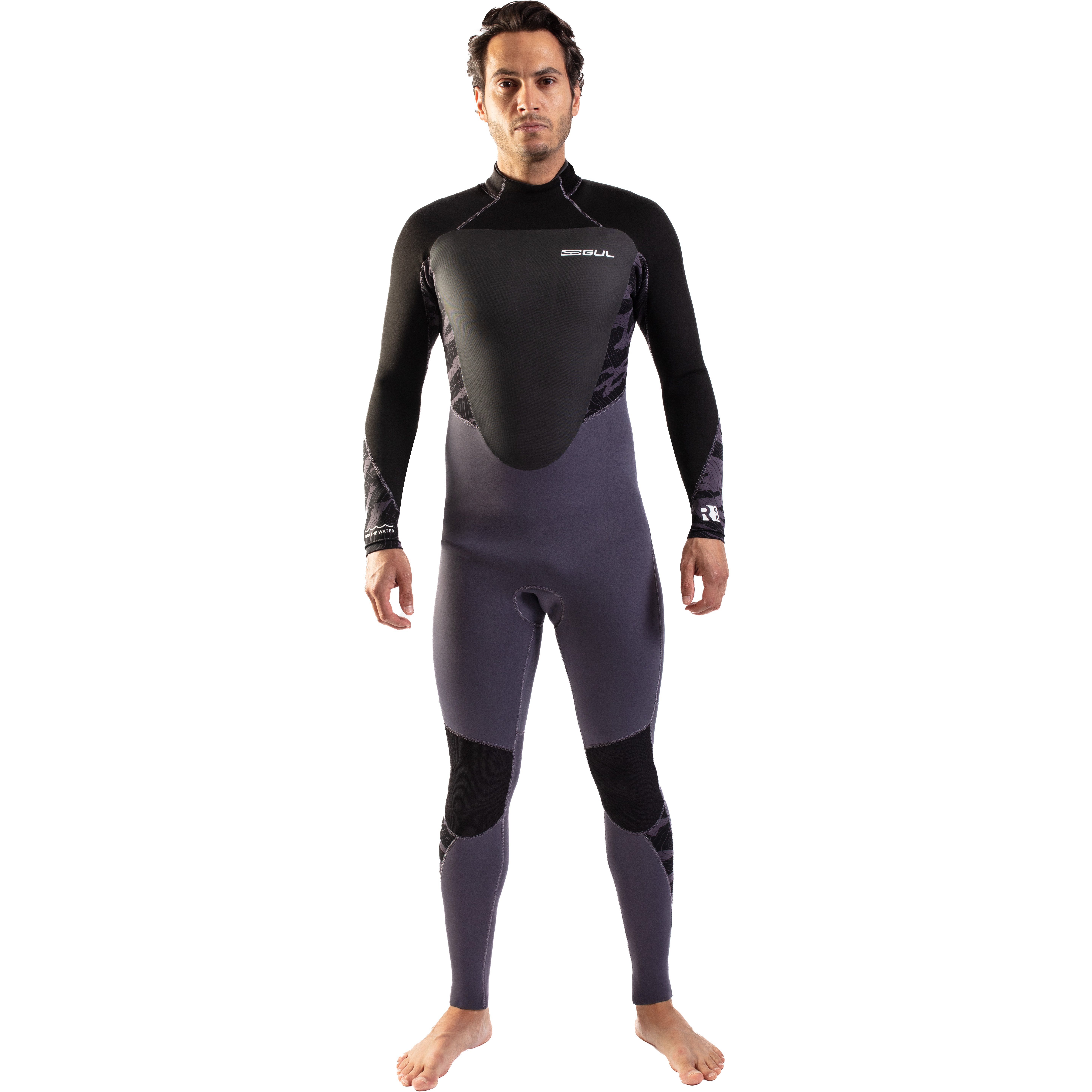 2025 Gul Mens Response 3/2mm GBS Back Zip Wetsuit RE1231-C1 - Black / Grey